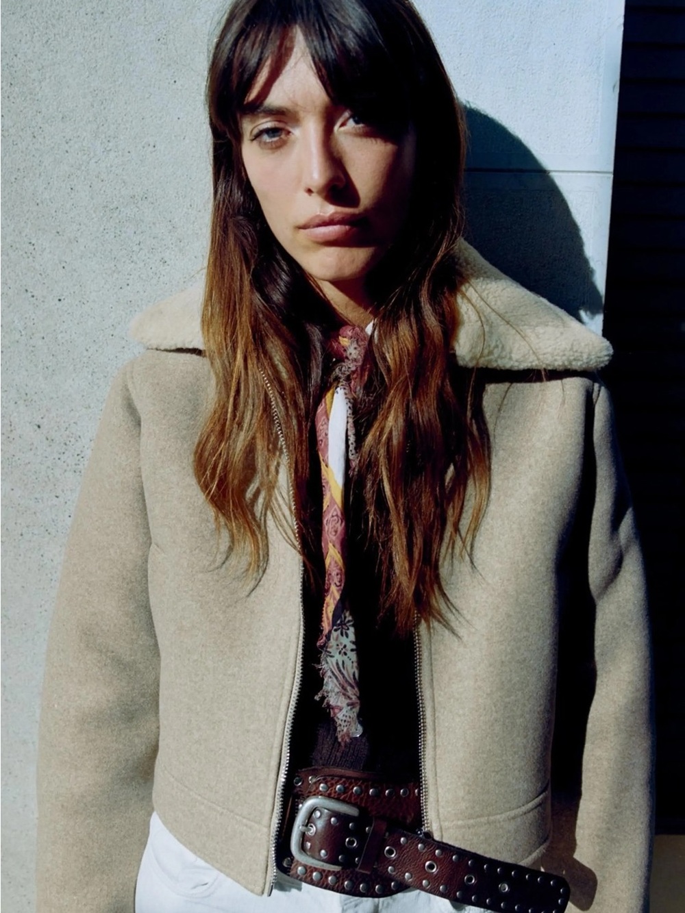Zara Double Faced Soft Shearling Jacket Sz M
